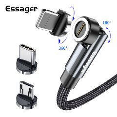 Кабель Essager Universal 540 Ratate 3A Magnetic USB Charging Cable Lightning 1m grey (EXCCXL-WX0G) (EXCCXL-WX0G)