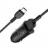 Автомобільний зарядний пристрій HOCO Z39 Farsighted dual port QC3.0 Car charger set(Type-C) Black