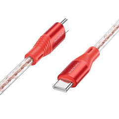 Кабель BOROFONE BX96 Ice crystal 60W silicone charging data cable Type-C to Type-C Red (BX96CCR)