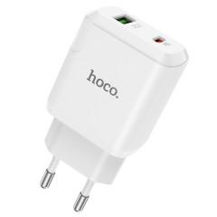 Мережевий зарядний пристрій HOCO N5 Favor dual port PD20W+QC3.0 charger White (6931474738905)