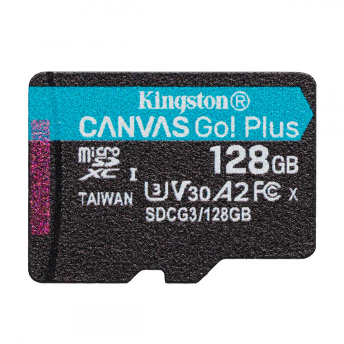 microSDXC (UHS-1 U3) Kingston Canvas Go Plus 128Gb class 10 A2 V30 (R170MB/s, W90MB/s)
