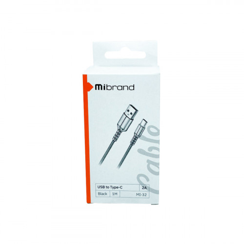 Кабель Mibrand MI-32 Nylon Charging Line USB for Type-C 2A 1m Black