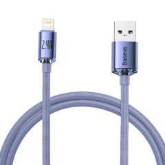Кабель Baseus Crystal Shine Series Fast Charging Data Cable USB to iP 2.4A 1.2m Purple (CAJY000005)
