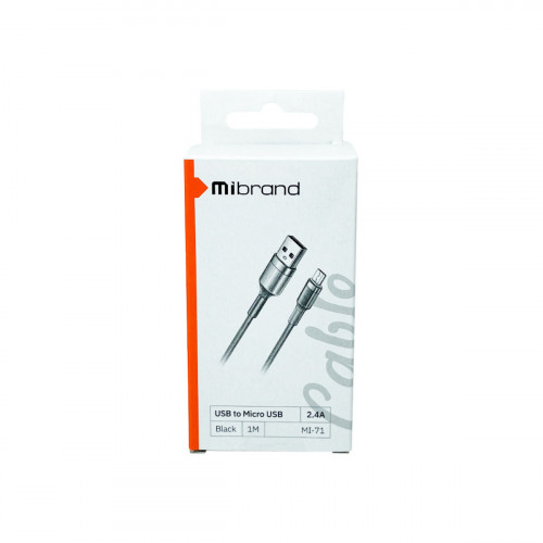 Кабель Mibrand MI-71 Metal Braided Cable USB for Micro 2.4A 1m Black