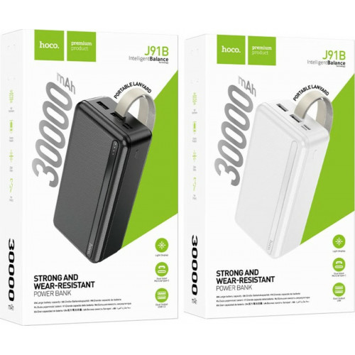 Зовнішній акумулятор HOCO J91B power bank(30000mAh) White