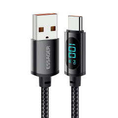 Кабель Essager Enjoy LED Digital Display USB Charging Cable USB A to Type C 100W 2m black (EXCT-XYA01-P) (EXCT-XYA01-P)