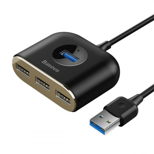 USB-Hub Baseus Square round 4 in 1 USB HUB Adapter(USB3.0 TO USB3.0*1+USB2.0*3) 1m Black