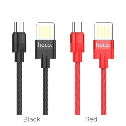 Кабель HOCO U55 USB to Micro 2.4A, 1.2m, nylon. zinc connectors, Black