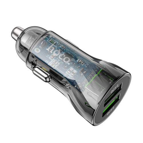 Автомобільний зарядний пристрій HOCO Z47 Transparent Discovery Edition dual port QC3.0 car charger set(Micro) Transparent Black
