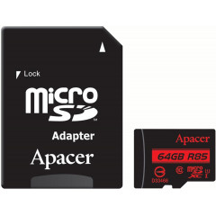 microSDXC (UHS-1) Apacer 64Gb class 10 R85MB/s (adapter SD) (AP64GMCSX10U5-R)