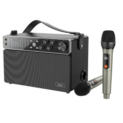 Портативна колонка HOCO BS50 Chanter wireless double mic karaoke BT speaker Black (6931474779274)