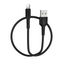 Кабель BOROFONE BX16 USB to iP 2A, 1m, PVC, TPE connectors, Black (BX16LB)
