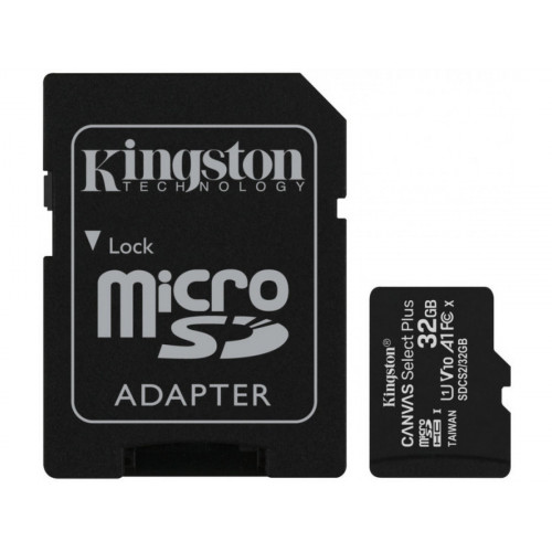 microSDHC (UHS-1) Kingston Canvas Select Plus 32Gb class 10 А1 (R-100MB/s) (adapter SD)