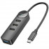 Адаптер Borofone DH5 Erudite 4-in-1 adapter(Type-C to USB3.0+USB2.0*3)(L=0.2M) Black