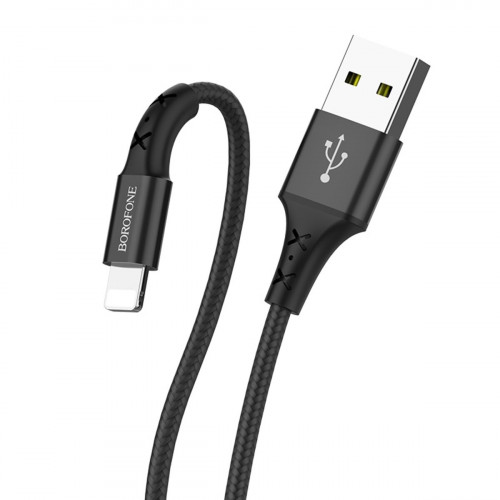 Кабель BOROFONE BX20 USB to iP 2A, 1m, nylon, TPE connectors, Black