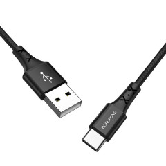 Кабель BOROFONE BX20 USB to iP 2A, 1m, nylon, TPE connectors, Black (BX20LB)