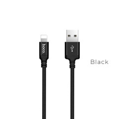 Кабель HOCO X14 USB to iP 2A, 2m, nylon, aluminum connectors, Black