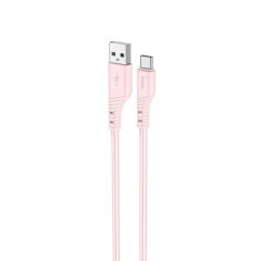 Кабель HOCO X97 Crystal color silicone charging data cable Type-C light pink (6931474799906)