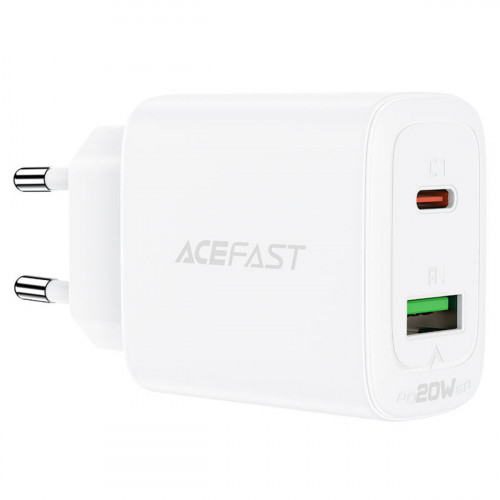 Мережевий зарядний пристрій ACEFAST A25 PD20W (USB-C+USB-A) dual port charger White