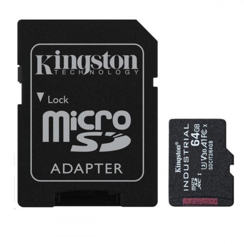 microSDXC (UHS-1 U3) Kingston Industrial 64Gb class 10 V30 А1 (adapter SD) (SDCIT2/64GB)