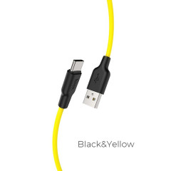 Кабель HOCO X21 Plus USB to Type-C 3A, 1m, silicone, silicone connectors, Black+Yellow (6931474711946)