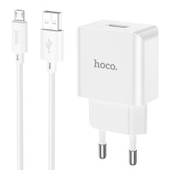 Мережевий зарядний пристрій HOCO C106A Leisure single port charger set(Micro) White