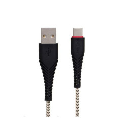 Кабель BOROFONE BX25 Powerful USB to Type-C 3A,1m, nylon, TPE connectors, Black (BX25CB)