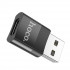 Кабель-перехiдник HOCO UA17 USB Male to Type-C female USB2.0 adapter Black