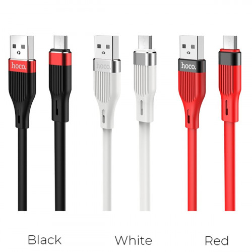 Кабель HOCO U72 USB to Micro 2.4A, 1.2m, silicone, TPE connectors, Black