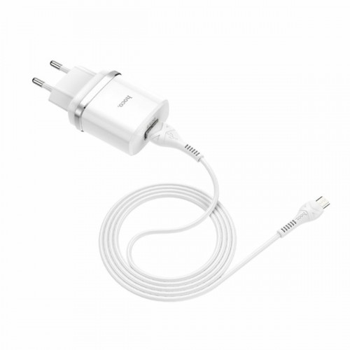 Мережевий зарядний пристрій HOCO C12Q Smart QC3.0 charger set(Micro) White