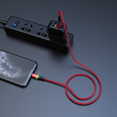 Кабель BOROFONE BU25 USB to iP, 2.4A, 1.2m, nylon, aluminum connectors, light indicator, Red (BU25LR)