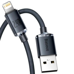 Кабель Baseus Crystal Shine Series Fast Charging Data Cable USB to iP 2.4A 1.2m Black (CAJY000001)