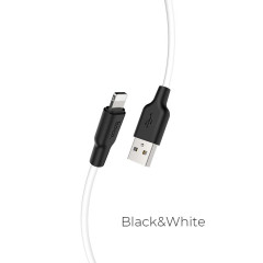 Кабель HOCO X21 Plus USB to iP 2.4A, 1m, silicone, silicone connectors, Black+White