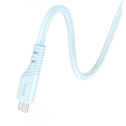 Кабель HOCO X97 Crystal color silicone charging data cable Micro light blue (6931474799845)