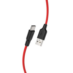 Кабель HOCO X21 Plus USB to Type-C 3A, 2m, silicone, silicone connectors, Black+Red (6931474713896)