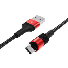 Кабель BOROFONE BX21 USB to Type-C 3A, 1m, nylon, aluminum connectors, Red (BX21CR)