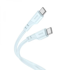 Кабель HOCO X97 Crystal color 60W silicone charging data cable Type-C to Type-C light blue (6931474799920)