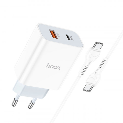 Мережевий зарядний пристрій HOCO C97A PD20W+QC3.0 charger set(Type-C to Type-C) White