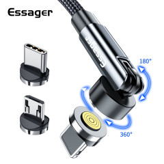 Кабель Essager Universal 540 Ratate 3A Magnetic USB Charging Cable Type-c 1m grey (EXCCXT-WX0G) (EXCCXT-WX0G)