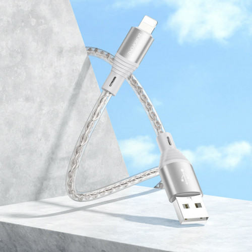 Кабель BOROFONE BX96 Ice crystal silicone charging data cable iP Gray