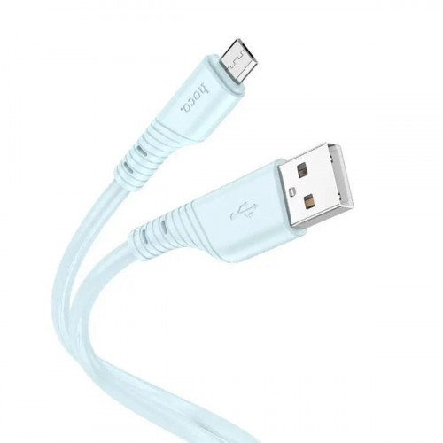 Кабель HOCO X97 Crystal color silicone charging data cable Micro light blue (6931474799845)