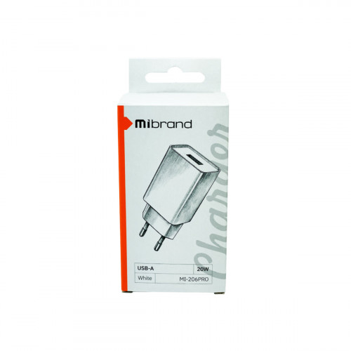 Мережевий зарядний пристрій Mibrand MI-206PRO 20W PD + Quick Charger 20W USB-A White