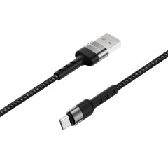 Кабель BOROFONE BX34 USB to Micro 2.4A, 1m, nylon, aluminum connectors, Black
