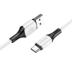 Кабель BOROFONE BX79 USB to Type-C 3A, 1m, silicone, silicone connectors, White (BX79CW)