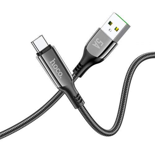 Кабель HOCO S51 USB to Type-C 5A, 1,2m, nylon, zinc+TPE connectors, Black