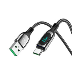 Кабель HOCO S51 USB to Type-C 5A, 1,2m, nylon, zinc+TPE connectors, Black (6931474749239)
