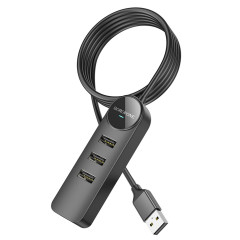 Адаптер Borofone DH5 Erudite 4-in-1 adapter(USB to USB2.0*4)(L=1.2M) Black (6941991104183)