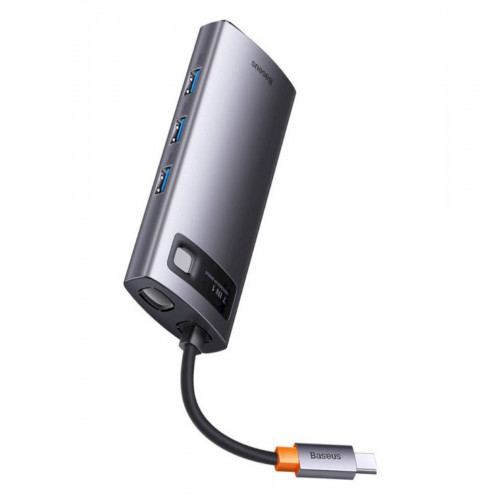 USB-Hub Baseus Metal Gleam Series 7-in-1 Multifunctional Type-C HUB Docking Station Gray （Type-C to HDMI*1+USB3.0*3+PD*1+VGA*1+RJ45*1）