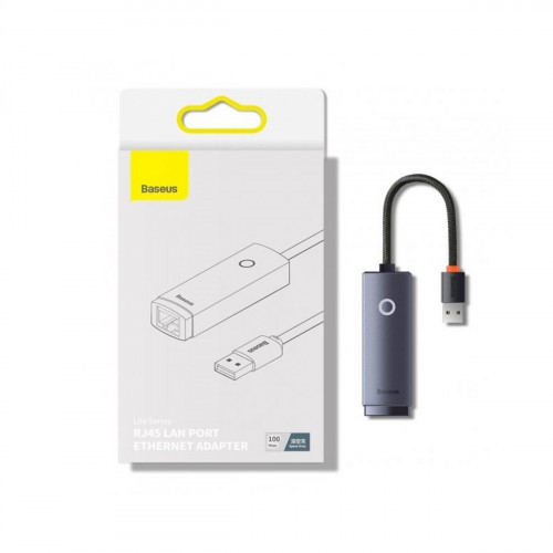 USB-Hub Baseus Lite Series Ethernet Adapter USB-A to RJ45 LAN Port (100Mbps) Black