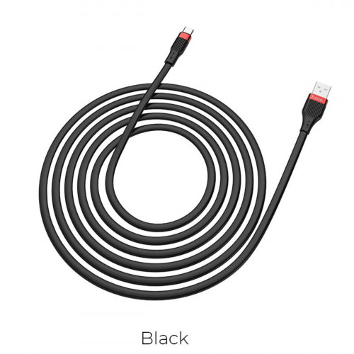 Кабель HOCO U72 USB to Type-C 3A, 1.2m, silicone, TPE connectors, Black